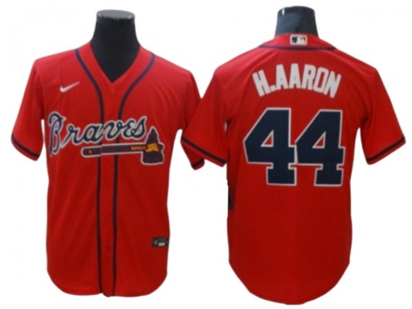 Atlanta Braves #44 Hank Aaron Red Cool Base Jersey