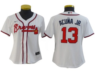 Women Atlanta Braves #13 Ronald Acuna Jr. Cool Base Jersey - Navy/Red/White