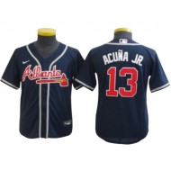 Youth Atlanta Braves #13 Ronald Acuna Jr. Jersey - Red/Navy