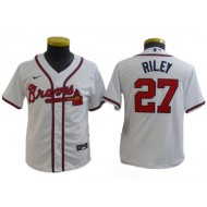 Youth Atlanta Braves #27 Austin Riley White Cool Base Jersey