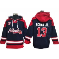 Atlanta Braves #13 Ronald Acuna Jr. Navy Pullover Hoodie