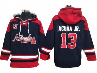 Atlanta Braves #13 Ronald Acuna Jr. Navy Pullover Hoodie