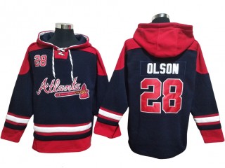 Atlanta Braves #28 Matt Olson Navy Pullover Hoodie