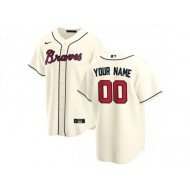 Custom Atlanta Braves Cream Cool Base Jersey