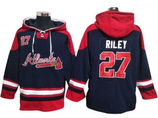 Atlanta Braves #27 Austin Riley Navy Pullover Hoodie