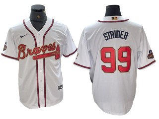 Atlanta Braves #99 Spencer Strider White 2022 Gold Program Jersey