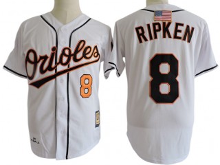 Baltimore Orioles #8 Cal Ripken White 2001 Throwback Jersey