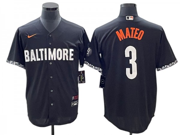 Baltimore Orioles #3 Jorge Mateo Black City Connect Jersey