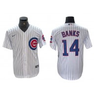 Chicago Cubs #14 Ernie Banks White Cool Base Jersey