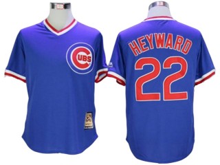 Chicago Cubs #22 Jason Heyward Cooperstown Collection Throwback Jersey - White/Blue