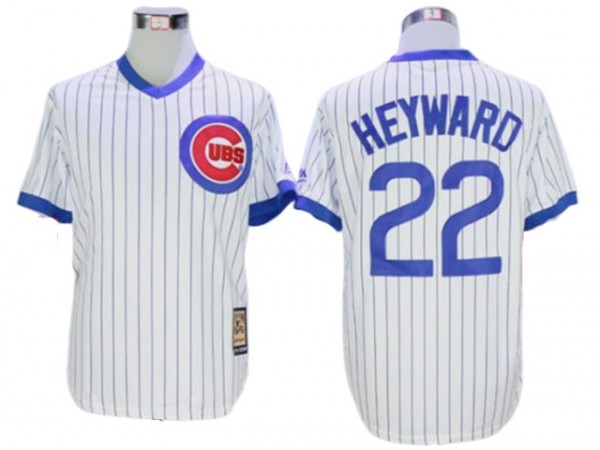 Chicago Cubs #22 Jason Heyward Cooperstown Collection Throwback Jersey - White/Blue