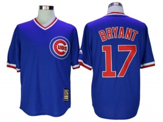 Chicago Cubs #17 Kris Bryant Cooperstown Collection Throwback Jersey - White/Blue