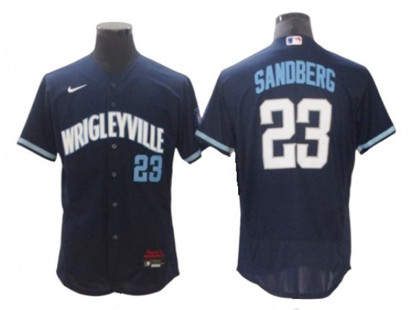 Chicago Cubs #23 Ryne Sandberg Navy City Connect Flex Base Jersey