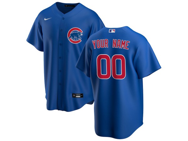 Custom Chicago Cubs Cool Base Jersey - Blue/White/Gray 