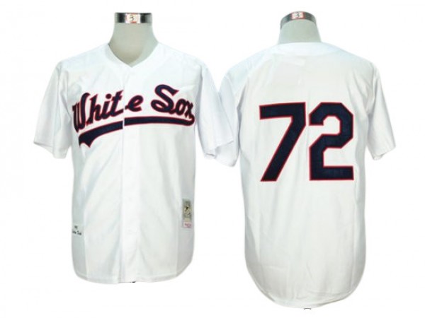 Chicago White Sox #72 Carlton Fisk White 1990 Throwback Jersey