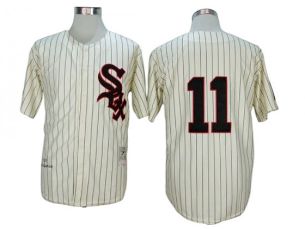 Chicago White Sox #11 Luis Aparicio Cream Pinstripe 1959 Throwback Jersey