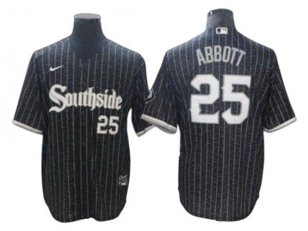 Chicago White Sox #25 Jim Abbott Black City Connect Flex Base Jersey