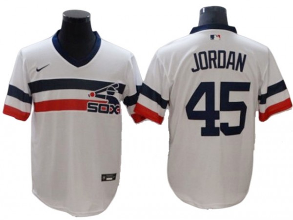 Chicago White Sox #45 Michael Jordan White Cooperstown Collection Cool Base Jersey