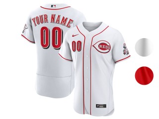 Custom Cincinnati Reds Flex Base Jersey - White/Red 