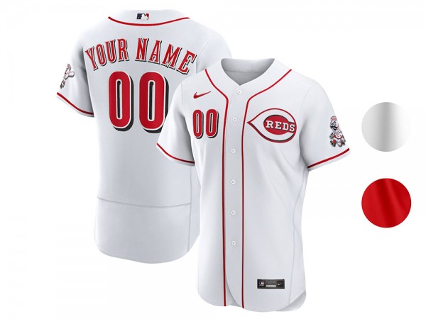 Custom Cincinnati Reds Flex Base Jersey - White/Red 