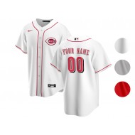 Custom Cincinnati Reds Cool Base Jersey - White/Red/Gray