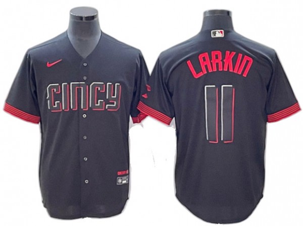 Cincinnati Reds #11 Barry Larkin Black City Connect Limited Jersey