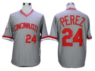 Cincinnati Reds #24 Tony Perez Gray 1976 Throwback Jersey