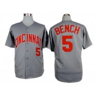 Cincinnati Reds #5 Johnny Bench Gray 1969 Throwback Jersey