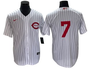 Cincinnati Reds #7 Spencer Steer White At Field Of Dreams Game Jersey