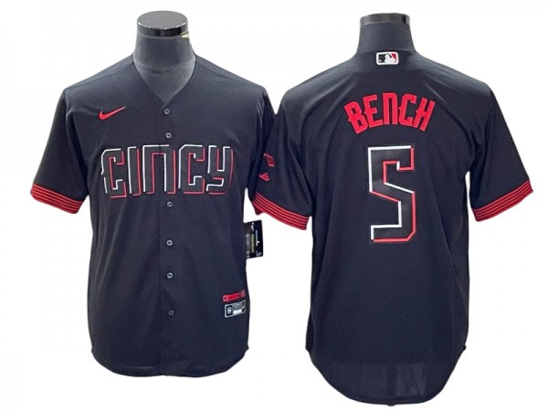 Cincinnati Reds #5 Johnny Bench Black City Connect Limited Jersey