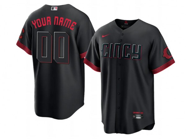 Custom Cincinnati Reds Black City Connect Limited Jersey