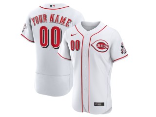 Custom Cincinnati Reds Flex Base Jersey - White/Red 