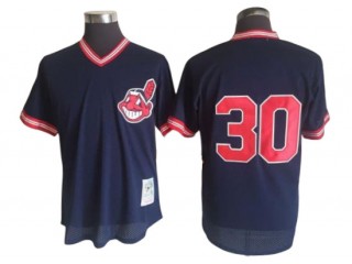 Cleveland Indians #30 Joe Carter Navy 1986 Cooperstown Mesh Batting Practice Jersey