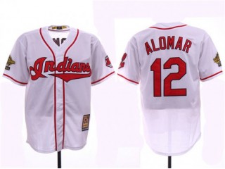 Cleveland Indians #12 Roberto Alomar White 1995 World Series Cooperstown Collection Cool Base Jersey