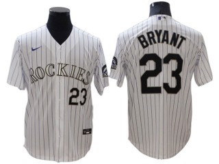 Colorado Rockies #23 Kris Bryant White Home Cool Base Jersey