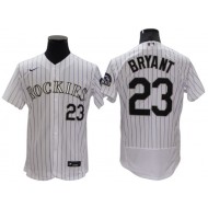 Colorado Rockies #23 Kris Bryant White Home Flex Base Jersey