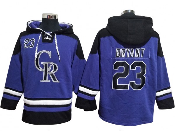 Colorado Rockies #23 Kris Bryant Purple Pullover Hoodie