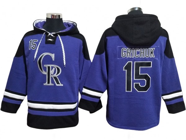 Colorado Rockies #15 Randal Grichuk Purple Pullover Hoodie