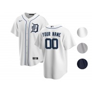 Custom Detroit Tigers Cool Base Jersey - White/Gray/Navy