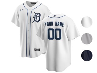 Custom Detroit Tigers Cool Base Jersey - White/Gray/Navy