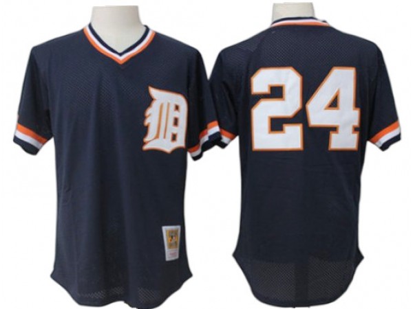 Detroit Tigers #24 Miguel Cabrera Navy Cooperstown Mesh Batting Practice Jersey