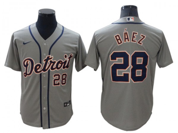 Detroit Tigers #28 Javier Baez Gray Road Cool Base Jersey