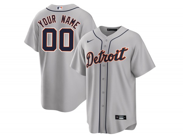 Custom Detroit Tigers Cool Base Jersey - White/Gray/Navy