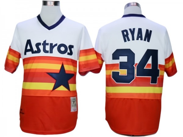 Houston Astros #34 Nolan Ryan Orange Cooperstown Collection Throwback Jersey