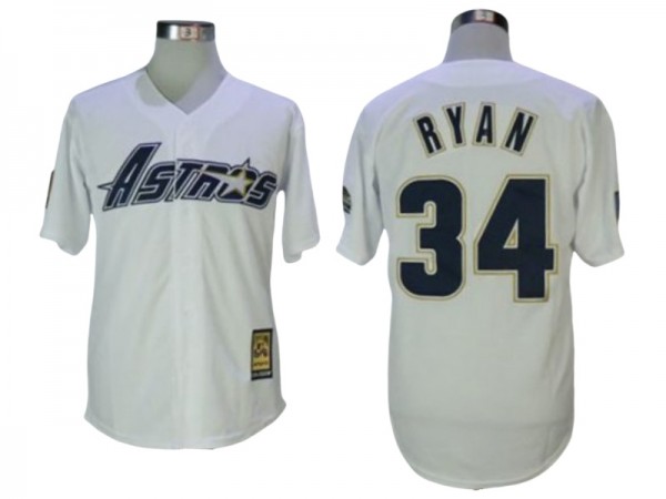 Houston Astros #34 Nolan Ryan White Cooperstown Collection Cool Base Jersey