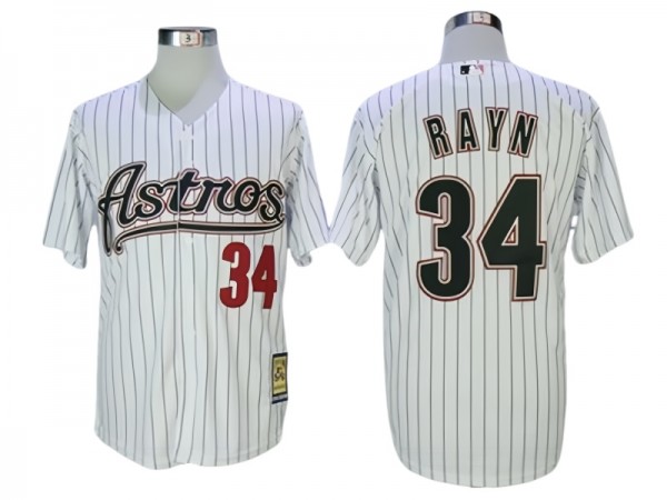 Houston Astros #34 Nolan Ryan White Pinstripe Cooperstown Collection Throwback Jersey