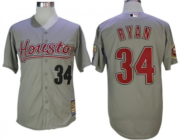 Houston Astros #34 Nolan Ryan Gray Cooperstown Collection Throwback Jersey