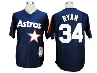 Houston Astros #34 Nolan Ryan Navy Throwback Jersey