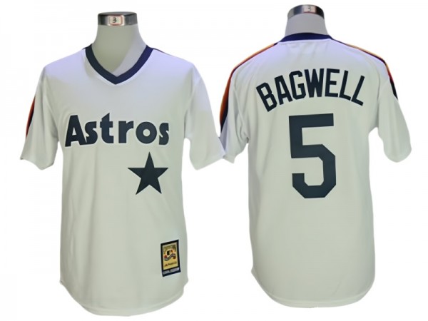 Houston Astros #5 Jeff Bagwell White Throwbacks Cooperstown Collection Jersey