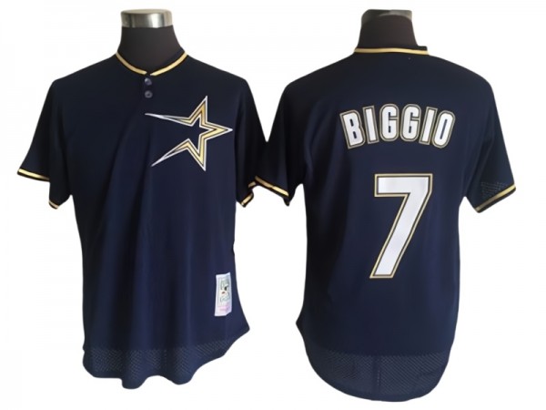 Houston Astros #7 Craig Biggio Navy Cooperstown Mesh Batting Practice Jersey